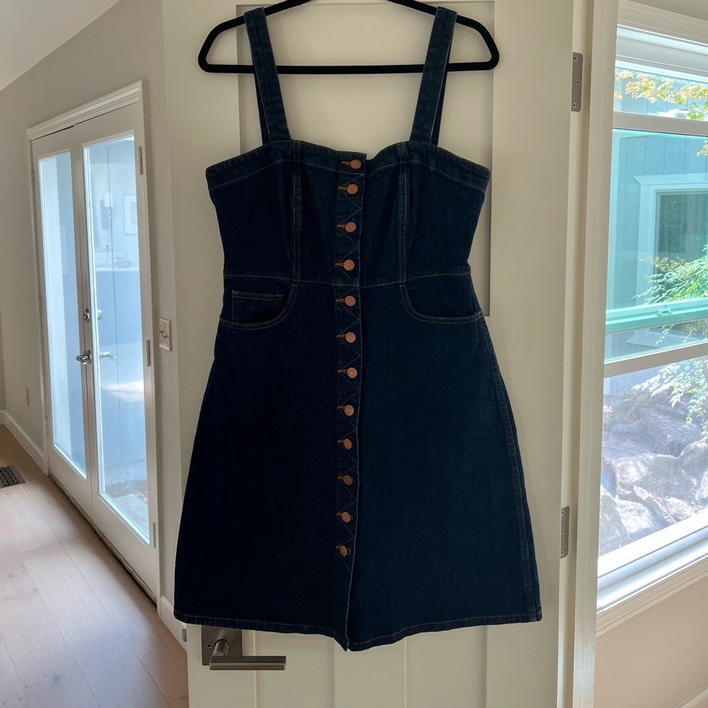 Madewell Denim Dress - button front and overall style, Size 12
